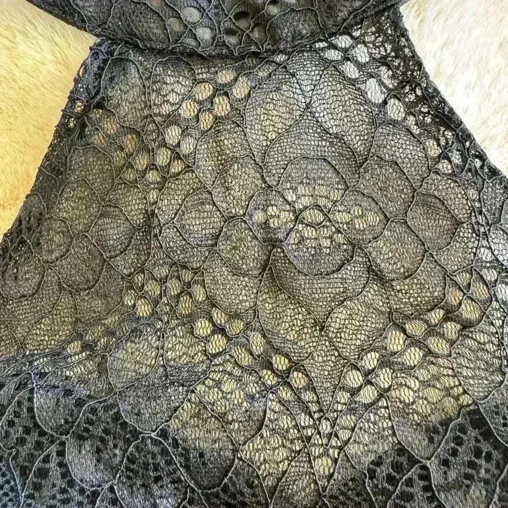 Black Maxi Flare Halter Dress Lace Bodice Size S - Picture 12 of 16